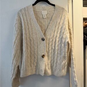 H&M Cream Cable Knit Cardigan